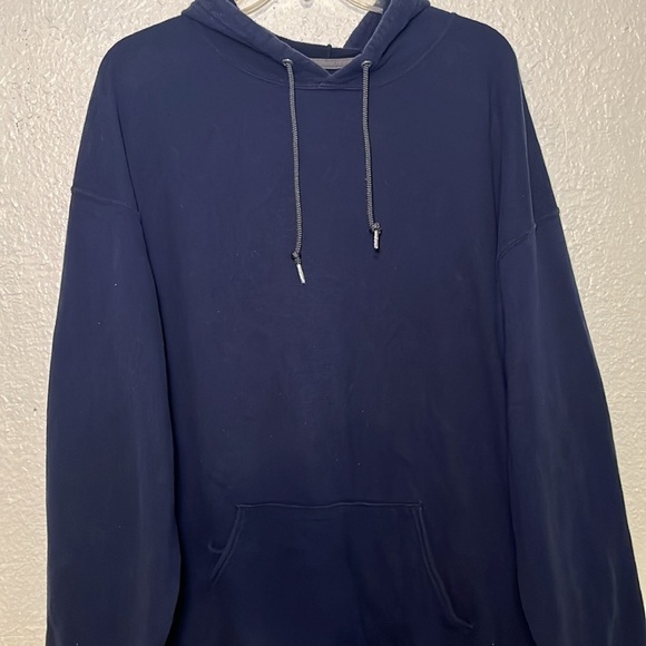 Fruit of the loom dark blue hooded pull over sweatshirt size 2XL - Picture 2 of 8
